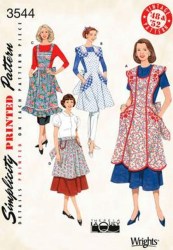 3544 SIMPLICITY RETRO 1948,1952 HALF TO FULL POCKET APRONS PATTERN S-L